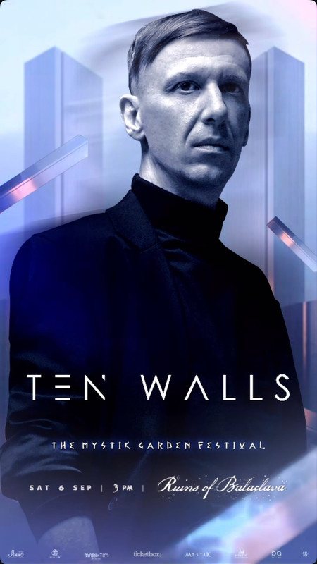 Promotional poster for The Mystik Garden Festival featuring Ten Walls, Saturday 6 September at the Ruins of Balaclava
